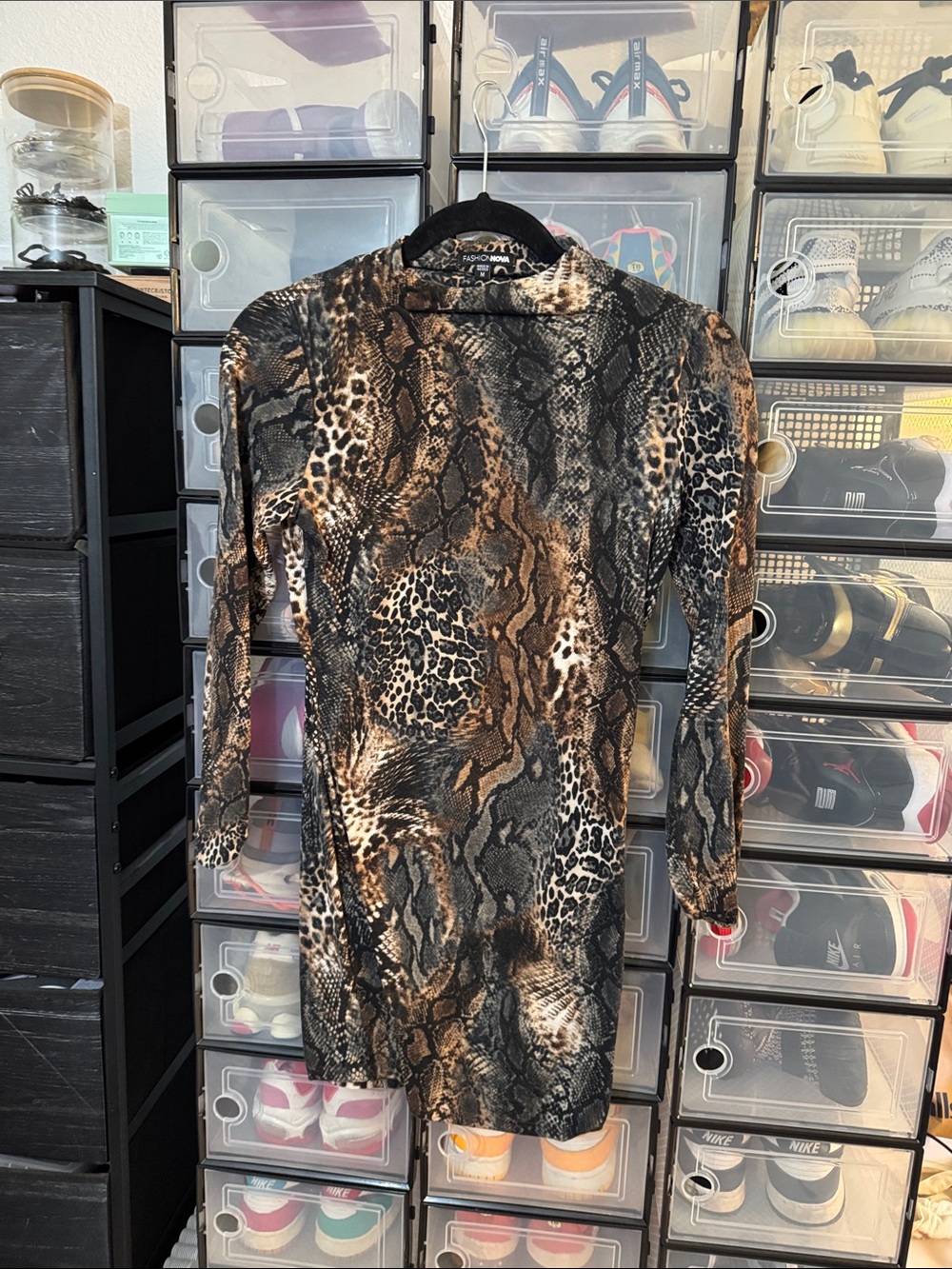 Fashion Nova Brown Black Animal Print Mini Dress